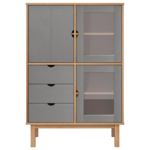 Højskab OTTA 85x43x125 cm massivt fyrretræ brun og grå