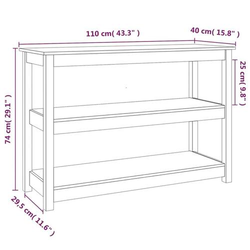 Konsolbord 110x40x74 cm massivt fyrretræ grå