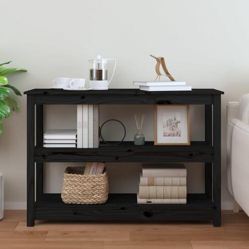Konsolbord 110x40x74 cm massivt fyrretræ sort