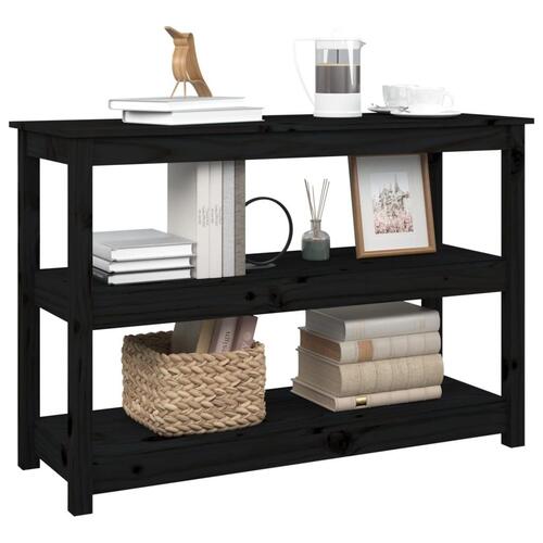 Konsolbord 110x40x74 cm massivt fyrretræ sort