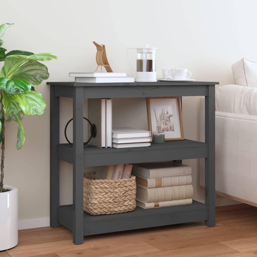 Konsolbord 80x40x74 cm massivt fyrretræ grå
