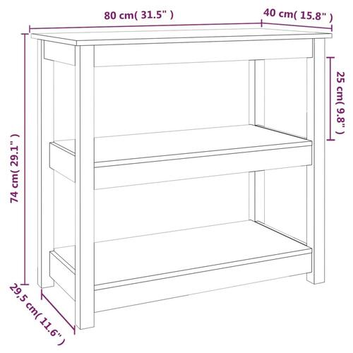 Konsolbord 80x40x74 cm massivt fyrretræ grå