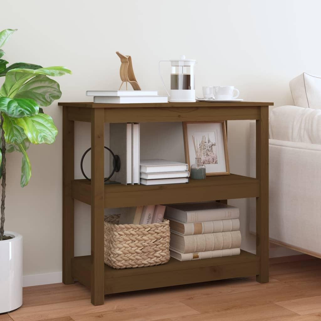 Konsolbord 80x40x74 cm massivt fyrretræ gyldenbrun