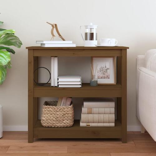 Konsolbord 80x40x74 cm massivt fyrretræ gyldenbrun