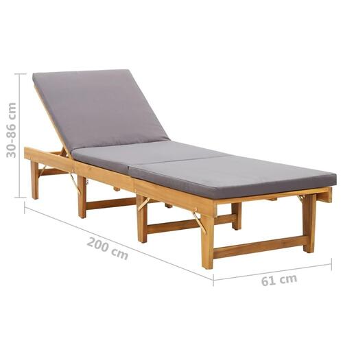 Foldbar liggestol med hynde massivt akacietræ