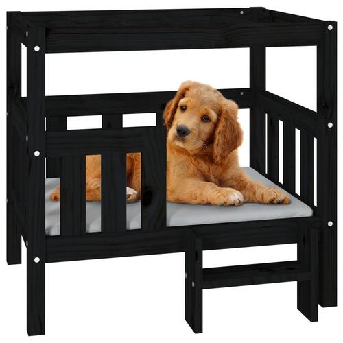 Hundeseng 75,5,x63,5x70 cm massivt fyrretræ sort