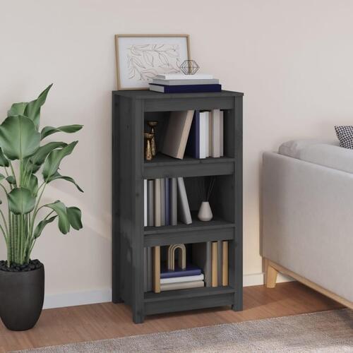 Bogreol 50x35x97 cm massivt fyrretræ grå