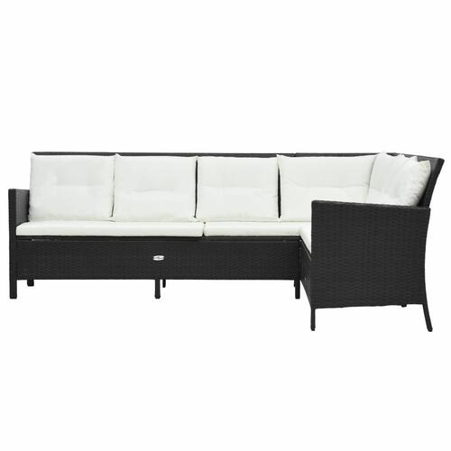 Haveloungesæt 3 dele med hynder polyrattan sort
