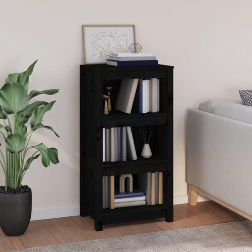 Bogreol 50x35x97 cm massivt fyrretræ sort
