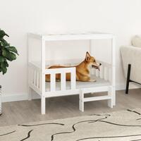 Hundeseng 95,5x73,5x90 cm massivt fyrretræ hvid