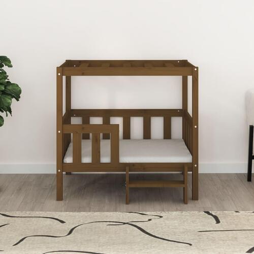 Hundeseng 95,5x73,5x90 cm massivt fyrretræ gyldenbrun