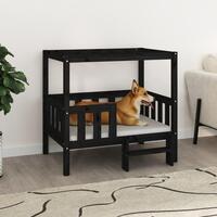 Hundeseng 95,5x73,5x90 cm massivt fyrretræ sort