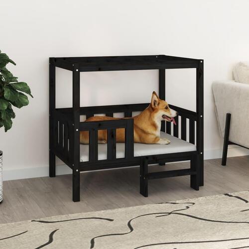 Hundeseng 95,5x73,5x90 cm massivt fyrretræ sort