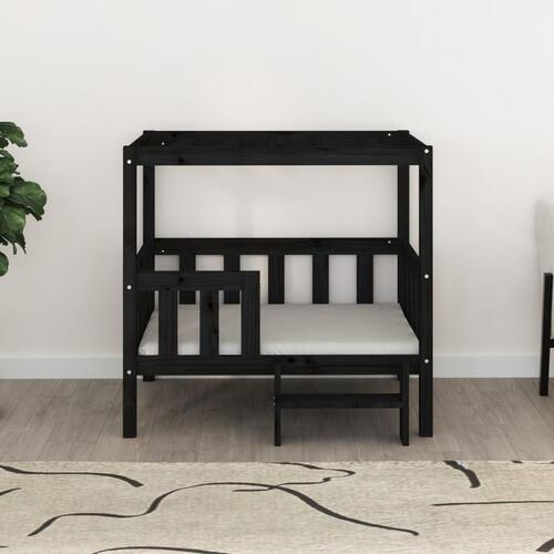 Hundeseng 95,5x73,5x90 cm massivt fyrretræ sort