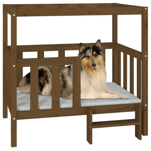 Hundeseng 105,5x83,5x100 cm massivt fyrretræ gyldenbrun