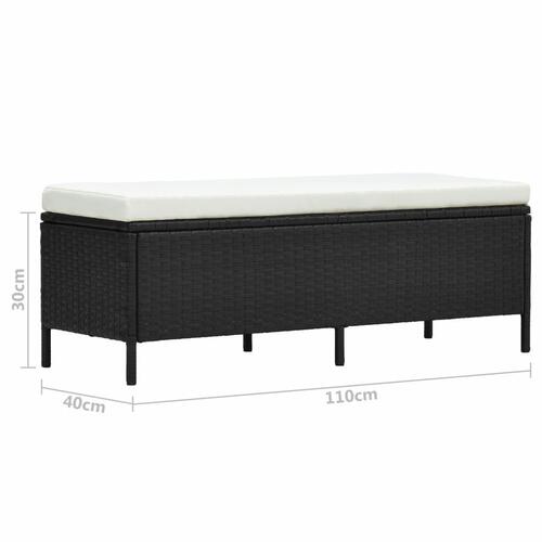 Haveloungesæt 3 dele med hynder polyrattan sort
