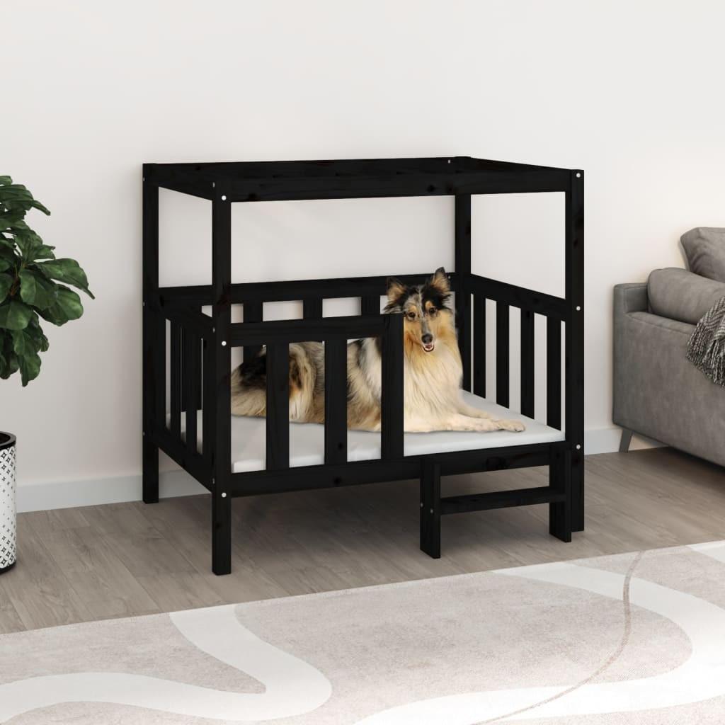 Hundeseng 105,5x83,5x100 cm massivt fyrretræ sort