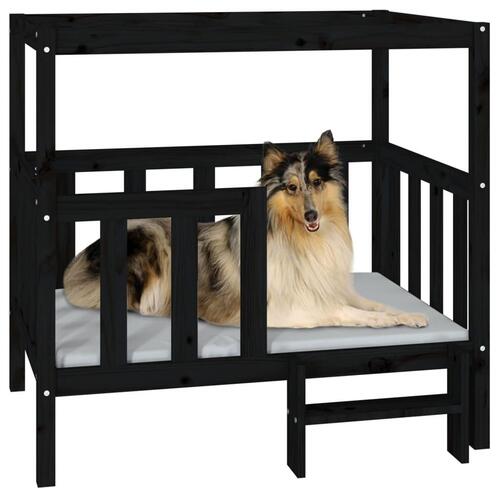 Hundeseng 105,5x83,5x100 cm massivt fyrretræ sort