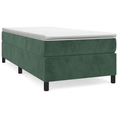 Boxspring sengeramme i fløjl - mørkegrøn 90 × 190 cm