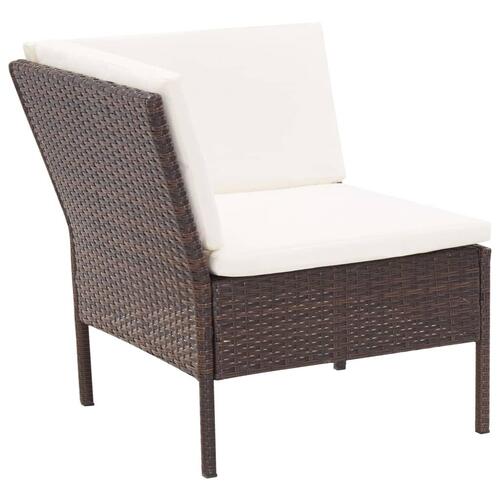 Haveloungesæt 6 dele med hynder polyrattan brun