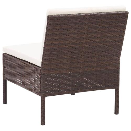 Haveloungesæt 8 dele med hynder polyrattan brun