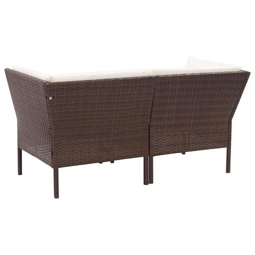 Haveloungesæt 8 dele med hynder polyrattan brun