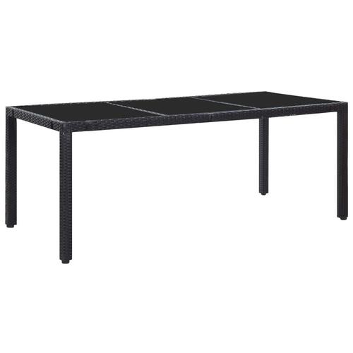 Udendørs spisebordssæt 9 dele polyrattan sort