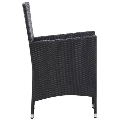 Udendørs spisebordssæt 9 dele polyrattan sort