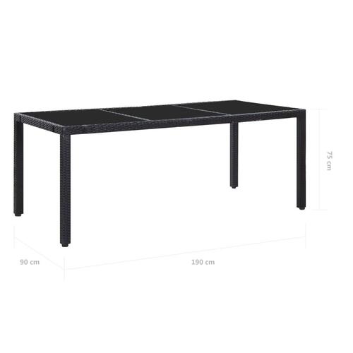 Udendørs spisebordssæt 9 dele polyrattan sort