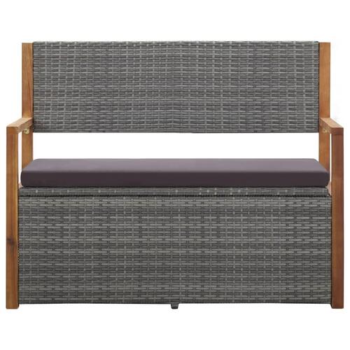 Havebænk 115 cm polyrattan og massivt akacietræ grå