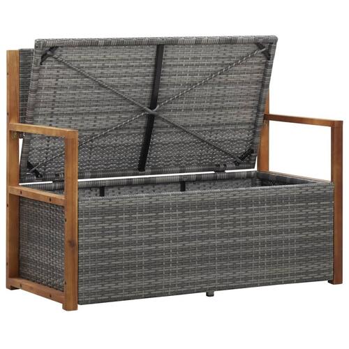 Havebænk 115 cm polyrattan og massivt akacietræ grå