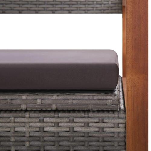 Havebænk 115 cm polyrattan og massivt akacietræ grå
