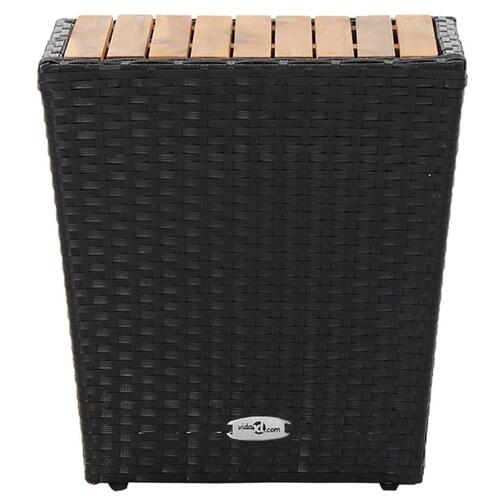 Tebord 41,5x41,5x43 cm polyrattan og massivt akacietræ sort