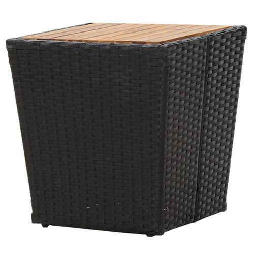 Tebord 41,5x41,5x43 cm polyrattan og massivt akacietræ sort