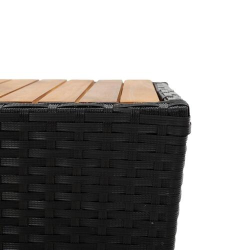 Tebord 41,5x41,5x43 cm polyrattan og massivt akacietræ sort