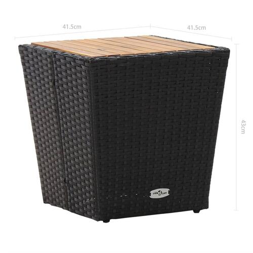 Tebord 41,5x41,5x43 cm polyrattan og massivt akacietræ sort