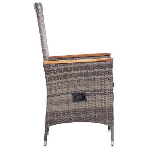 Havestole 2 stk. med hynder polyrattan grå