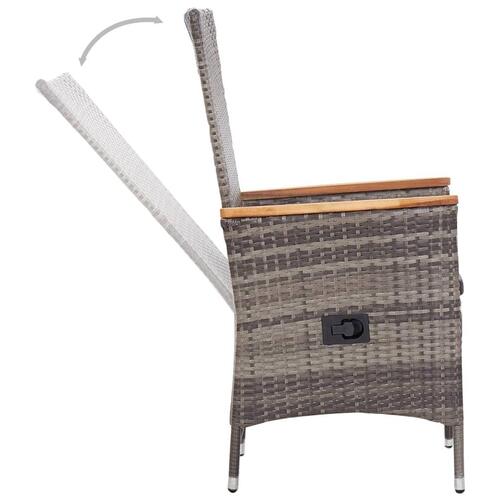Havestole 2 stk. med hynder polyrattan grå