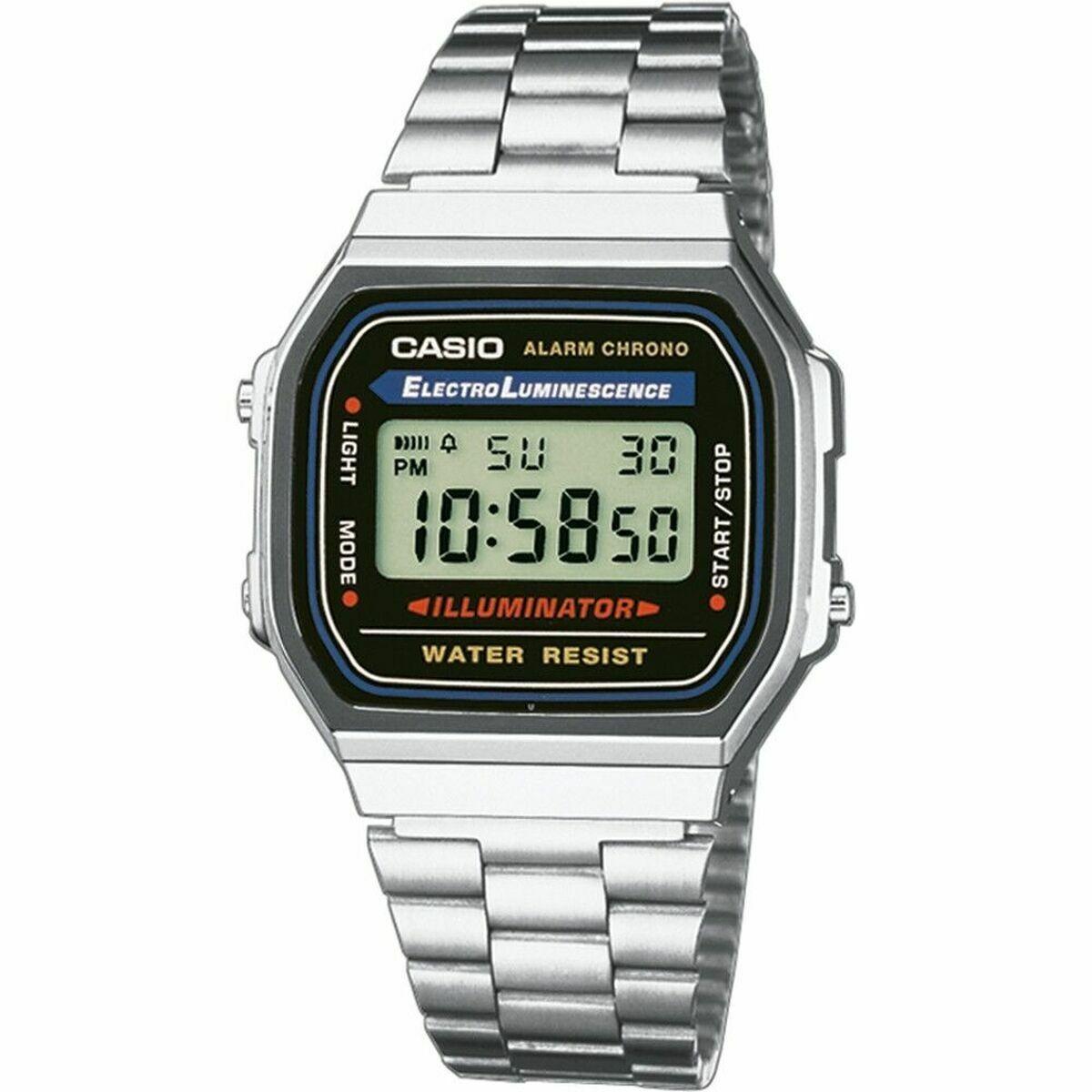 Herreur Casio A168WA-1YES - digitalt armbåndsur i sølv/sort