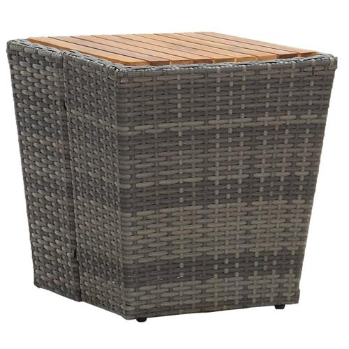 Tebord 41,5x41,5x43 cm polyrattan og massivt akacietræ grå