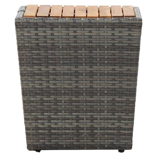 Tebord 41,5x41,5x43 cm polyrattan og massivt akacietræ grå