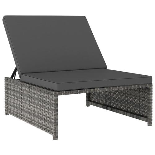 Liggestole med bord 2 stk. polyrattan grå
