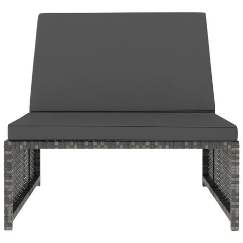 Liggestole med bord 2 stk. polyrattan grå