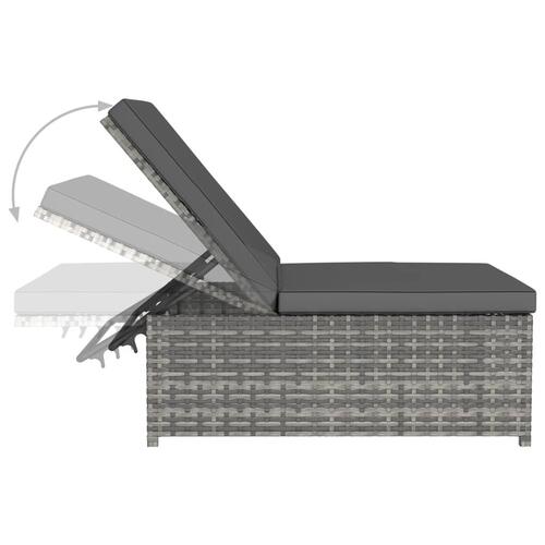 Liggestole med bord 2 stk. polyrattan grå