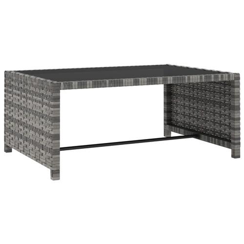 Liggestole med bord 2 stk. polyrattan grå