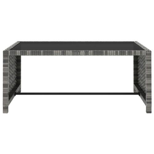 Liggestole med bord 2 stk. polyrattan grå