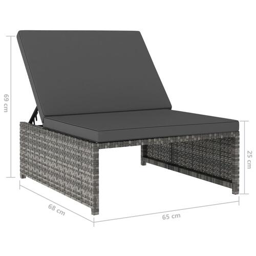 Liggestole med bord 2 stk. polyrattan grå