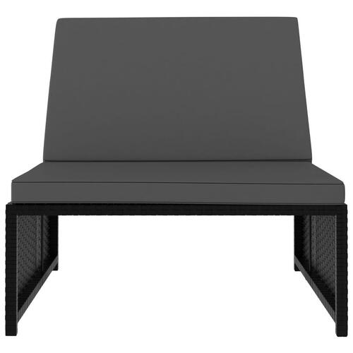 Liggestole 2 stk. med bord polyrattan sort