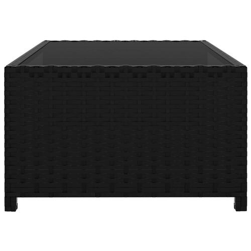 Liggestole 2 stk. med bord polyrattan sort
