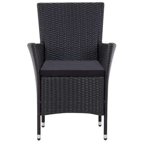 Udendørs spisebordssæt 7 dele polyrattan sort